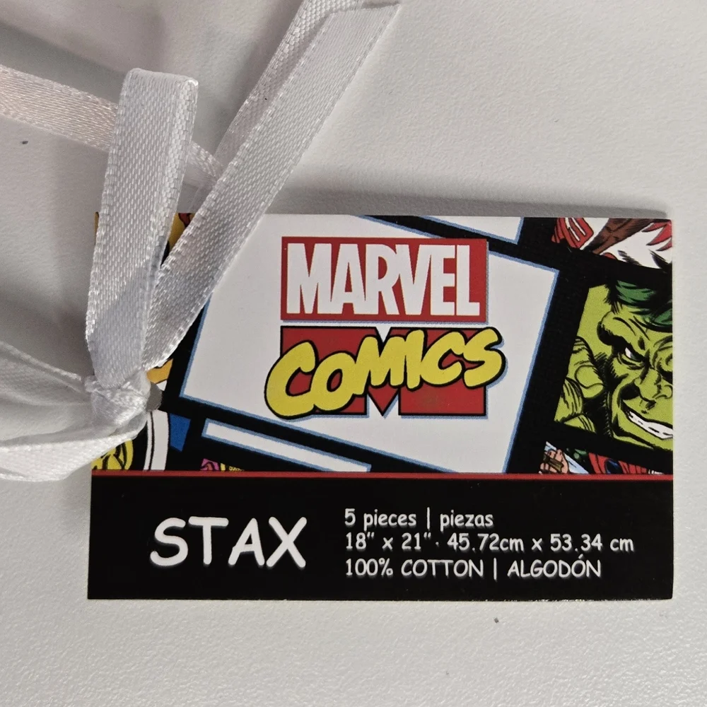 Marvel Comics Superhero Fabric Set Of 5 Fat Quarters Red, Blue, Black Yellow New
